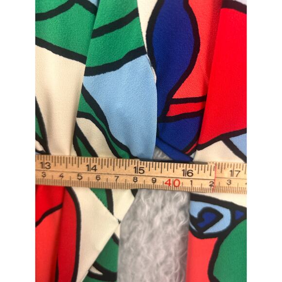 Tahari Floral Abstract Knot Front Dress Multicolor 3/4 Sleeve Size 12 - Picture 7 of 9